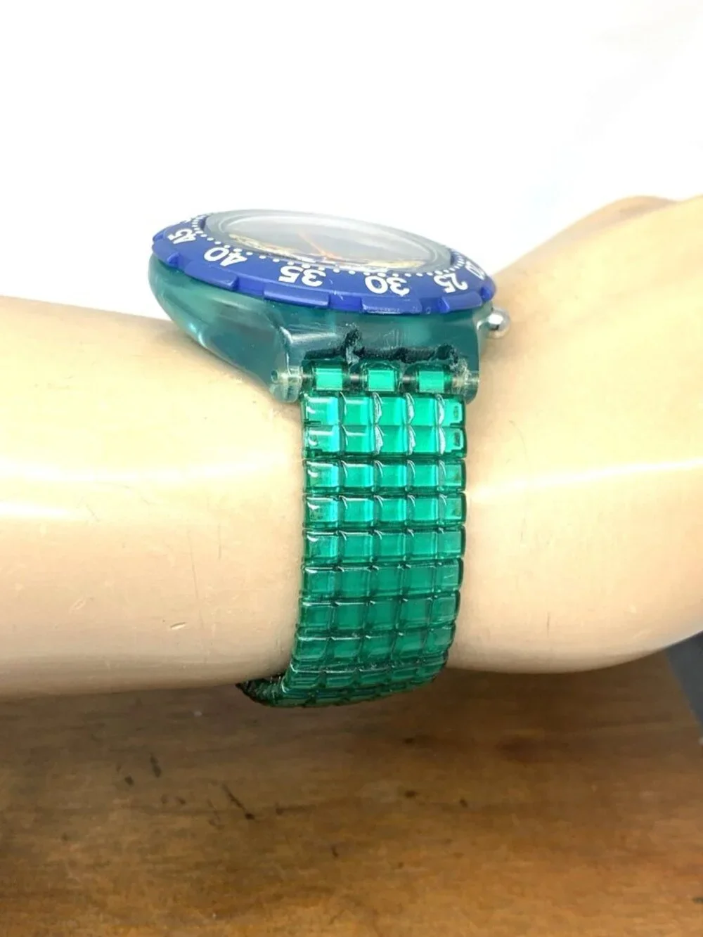 Swatch Men's Watch SBN101 Swiss Quartz Chronograph Vintage 1993 Blue Green 43mm